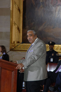 Representative <a href="/member-profiles/profile.html?intID=110">Charles Rangel</a> of New York, featured in this 2007 image, has the second longest career in congressional history among African Americans.