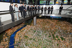 Looking at a model of Shanghai
