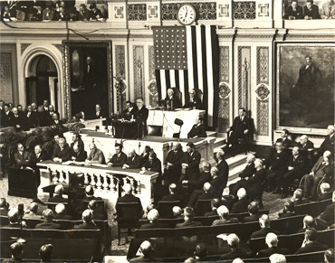President Franklin D. Roosevelt addressing a Joint Session of Congress