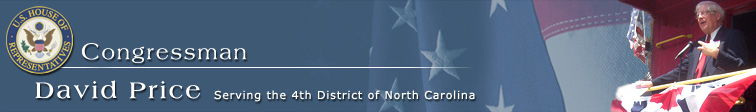 Click for Congressman Price home page: Serving the 4th District of North Carolina