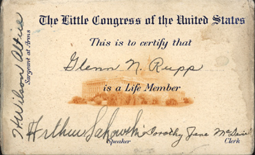 Little Congress Club Card, c. 1935