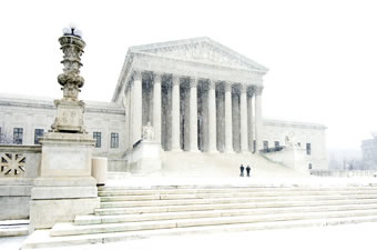 West plaza of the Supreme Court Building in snow