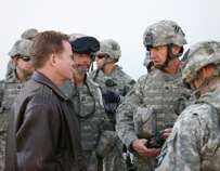 Senator Webb with Virginia Army National Guard 3rd battalion, 116th brigade at Kuwait Naval Base