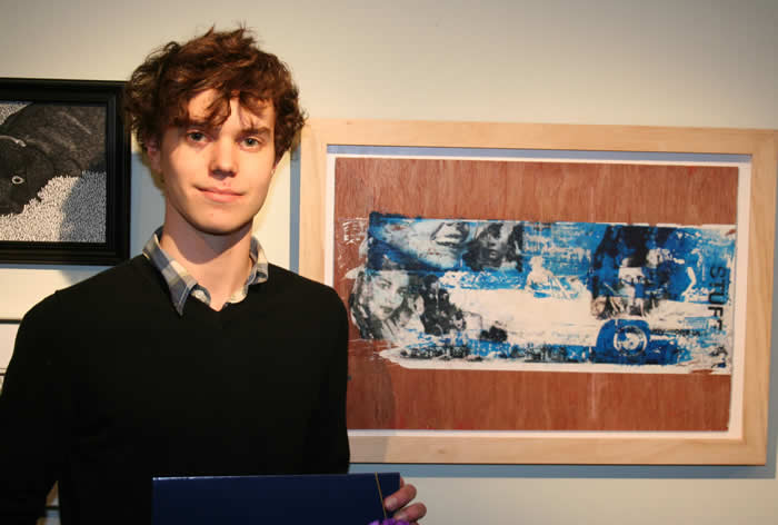 Ian O'Saben with his artwork