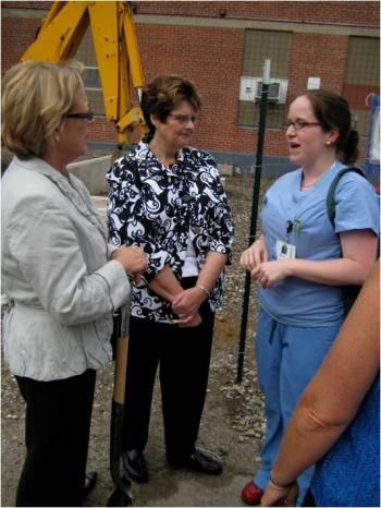 Tsongas with constituents at a groundbreaking ceremony for the renovation and expansion of Greater Lawrence Family Health Center North site clinic