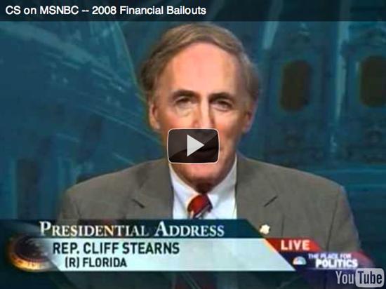 Rep. Cliff Stearns expresses his concerns about the financial bailouts to Rachel Maddow on MSNBC