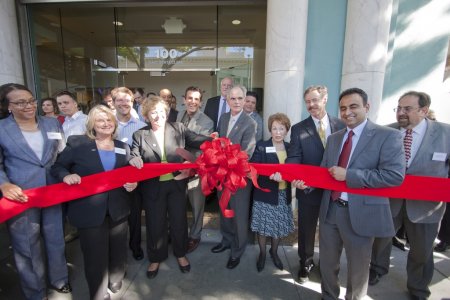 Zoe joins in the ribbon cutting for the grand opening of the San Jose Innovation Center.