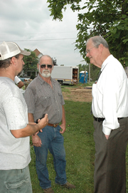 6-20-09 - Congressman Ike Skelton visits a Habitat for Humanity site in Fair Play, Missouri.  Photo taken by Sarah West of Bolivar Hearld-Free Press.