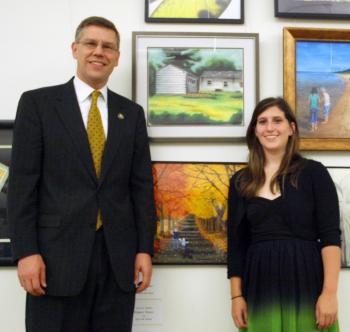 Grace Washko, winner of the Third Congressional District art contest, with her piece titled, "Hopper House"