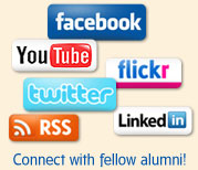 Connect with fellow alumni using Facebook, Twitter, Linked In; share photos
