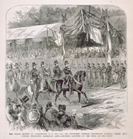 The Grand Review at Washington, D.C., May 24th, 1865?President Johnson, Lieutenant General Grant and Others Inspecting Sherman's Army?Sherman Saluting at the Head of His Staff.