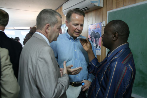 May 2010  Haiti  Rep. David Dreier speaking to local press about the effect of the devastating earthquake on the Parliament