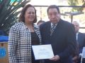 Congresswoman Richardson gives a Congressional Certificate of Recognition to the Director of the U.S. Census Bureau in Long Beach, CA, Mr. Ramon Rodriguez.