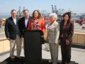 Congresswoman Richardson, along with U.S. Reps. Dana Rohrabacher, Bob Filner, Grace Napolitano, Hilda Solis, speaks at news conference on Port of Long Beach Congressional Hearing on Port Development and the Environment.