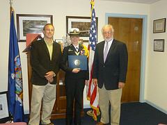 Congratulating NJROTC Cadet Shelby Pickerell