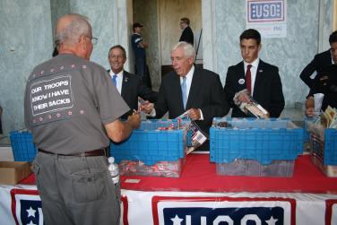 Assembling a care package for our troops on September 11, 2012.