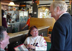 Senator Lieberman and constituents at New Colony Diner.