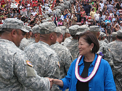 Hirono at 2008 Hawaii National Guard 29th Brigade Departure Ceremony