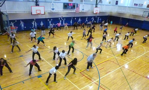 As part of the 'Let's Move Faith and Communities' challenge the First Baptist Church in Sanford, NC hosted an exercise class open to the entire community.