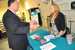 Congressman Guinta visited with an employer who attended his Women's Job Fair hosted at Manchester Community College