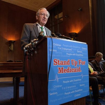 Photo: 12/11/12 – Today, Senator Harkin joined fellow Senators, Congressmen, and advocates at a press conference to say, "Hands off Medicare and Medicaid in fiscal cliff negotiations!"