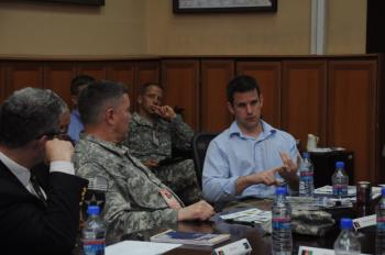 Getting briefed by military leaders about the mission in Afghanistan