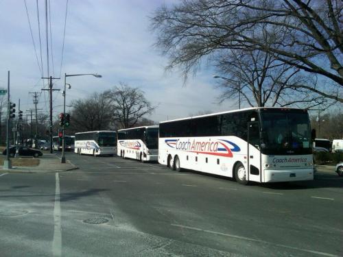 Buses lined up outside of the Basilica for March for Life.