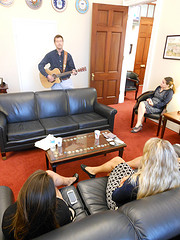 Ray Johnston performed his new song for my staff.  His music benefits bone marrow donation