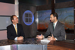Rep. Schiff with the ANCA-WR Executive Director William Bairamian on Horizon TV