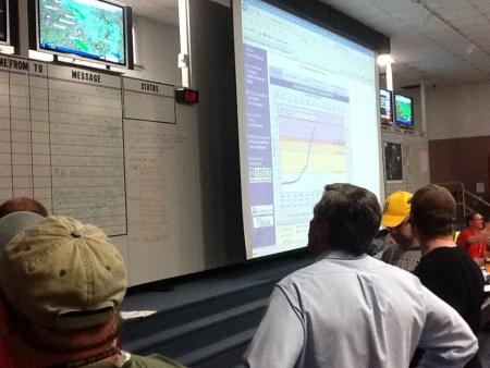 Rep.Barletta watches the latest flood report frm the Luzerne County Emergency Operations Center 