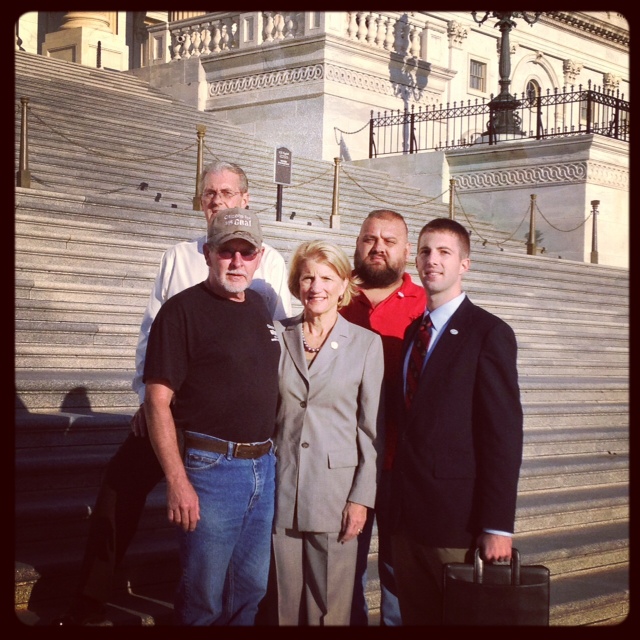 Standing with Coal Miners before press conference on Stop the War on Coal Act