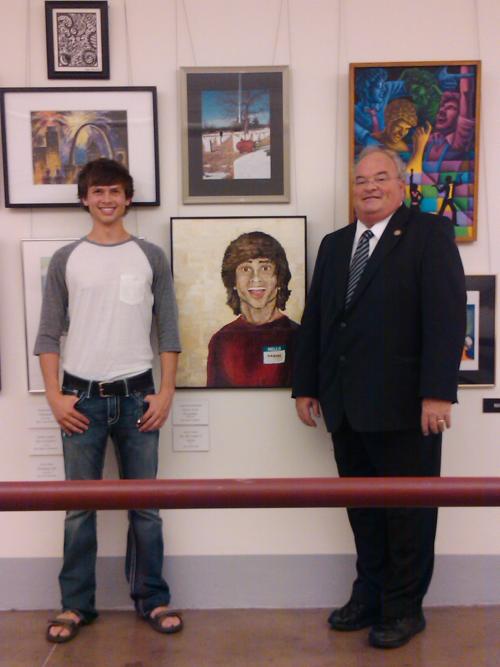 Billy in the Capitol with 7th District Congressional Art Competition first place winner Aaron Conway from Mt. Vernon High School 