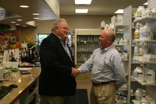 Rep. Long with Mike Stuart of Lakeland Pharmacy in Branson West