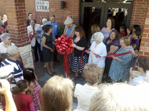 The ribbon cutting of the Anne Croxdale Memorial Library. 