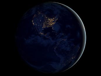 This new global view of Earth’s city lights is a composite assembled from data acquired by the Suomi NPP satellite. The data was acquired over nine days in April 2012 and 13 days in October 2012. Image credit: NASA's Earth Observatory/NOAA/DOD