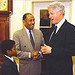 Congressman John Conyers and His Son With Presdient Clinton in the Oval Office