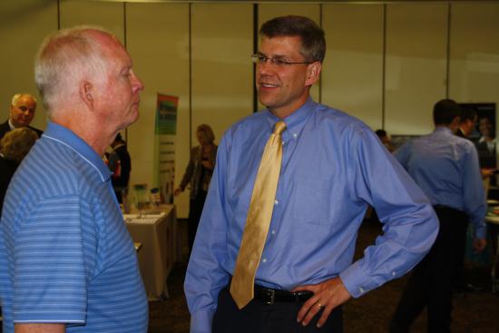 Rep. Paulsen chats with employers during his third annual jobs fair in Brooklyn Center