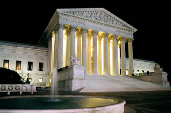 The Supreme Court Building at night