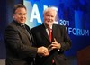 Rabbi Andy Baker presents Chairman Smith with the Congressional Leadership Award at American Jewish Committee’s 2011 Global Forum
