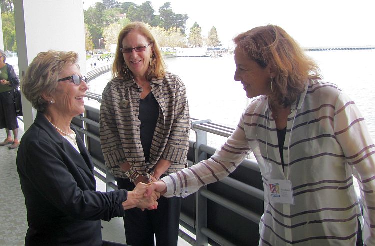 Senator Boxer is greeted by Sue Horst, Manager of the San Francisco Senior Center and Diane Krantz, Director of Community Engagement Programs at NCPHS Community Services.