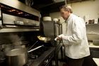 Chef David Hoene prepares goat pierogi which are on the menu at Pauline's Cafe on Shelburne Road in South Burlington. MADDIE MCGARVEY/FREE PRESS