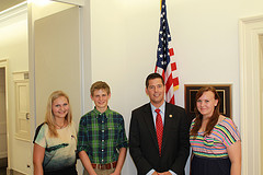 06-28-12 Congressman Duffy with Ronja, Andre, and Carolin, who studied in central Wisconsin this past year as part of the COngree-Bundestag Youth Exchange Program