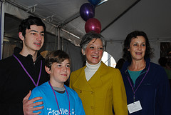 Dec 1, U.S. Rep. Allyson Schwartz with volunteer family at Cradles to Crayons