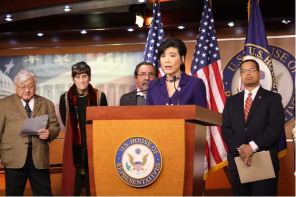 Rep. Chu at a press conference promoting the Restoring the American Dream Act.