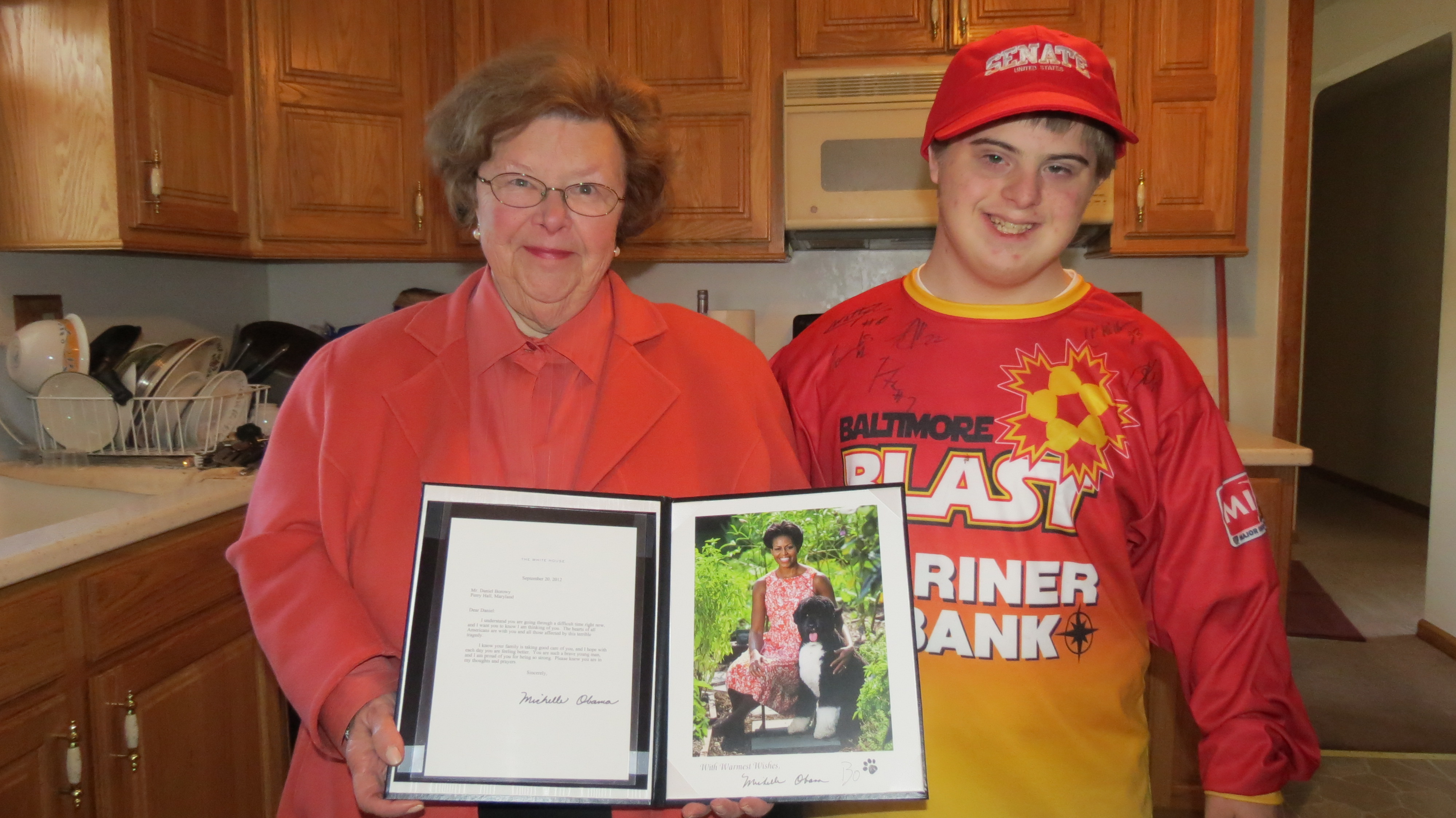 Senator Mikulski visited Perry Hall student Daniel Borowy and his family as he recovers.