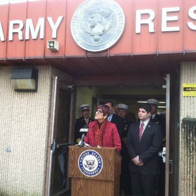 Photo: Rosa joins Mayor Daniel Drew and Senator-elect Chris Murphy to announce the official conveyance of the former Armed Forces Reserve Center on Mile Lane from the Army to the City of Middletown.