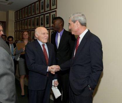 Kohl Greets FBI Director Robert Mueller at a Senate Judiciary Committee Oversight Hearing
