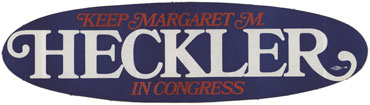 Margaret Heckler Bumper Sticker, c. 1975