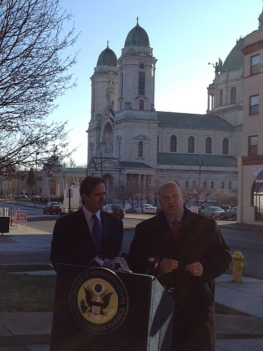 January 11, 2012 - Congressman Higgins with Lackawanna Mayor Szymanski Announcing Completion of Ridge Road Project