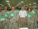 Congressman Todd Platts visits PA Troops based at Camp Liberty in Baghdad, Iraq. He presented the troops with St. Patricks Day Cards from Mrs. Ashtons a.m. kindergarten class at Valley View Center, York.